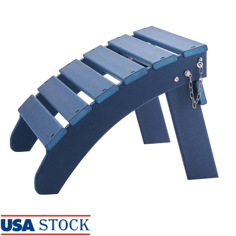 

Durable Folding Adirondack Footstool HDPE Ottoman Outdoor Use Comfortable Ergonomic Support Portable Storage Easy Assembly