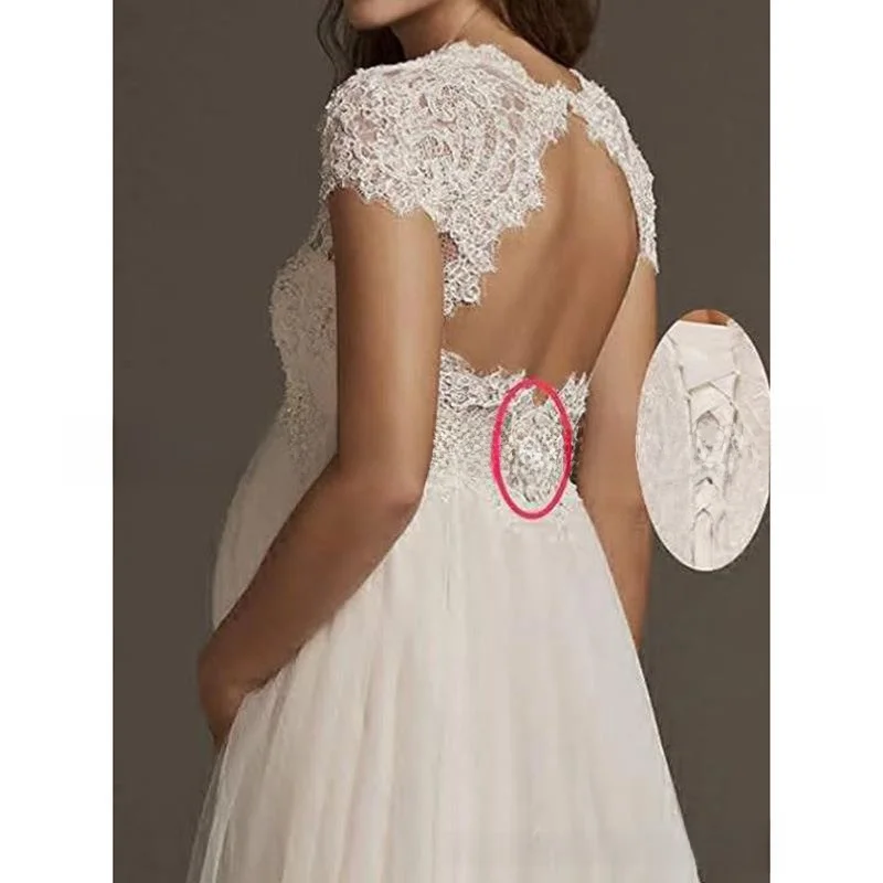 Robe de mariée en dentelle blanche, taille haute, grande taille, pour femmes enceintes, petit Train, t-shirt en Fiber d'acétate, ort Sve