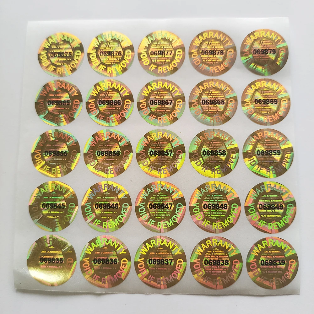 100pcs 15mm Gold Color Hologram Label Sticker Serial Numbers Security Seal Octagon Inside AUTHENTIC GENUINE ORIGINAL Protection