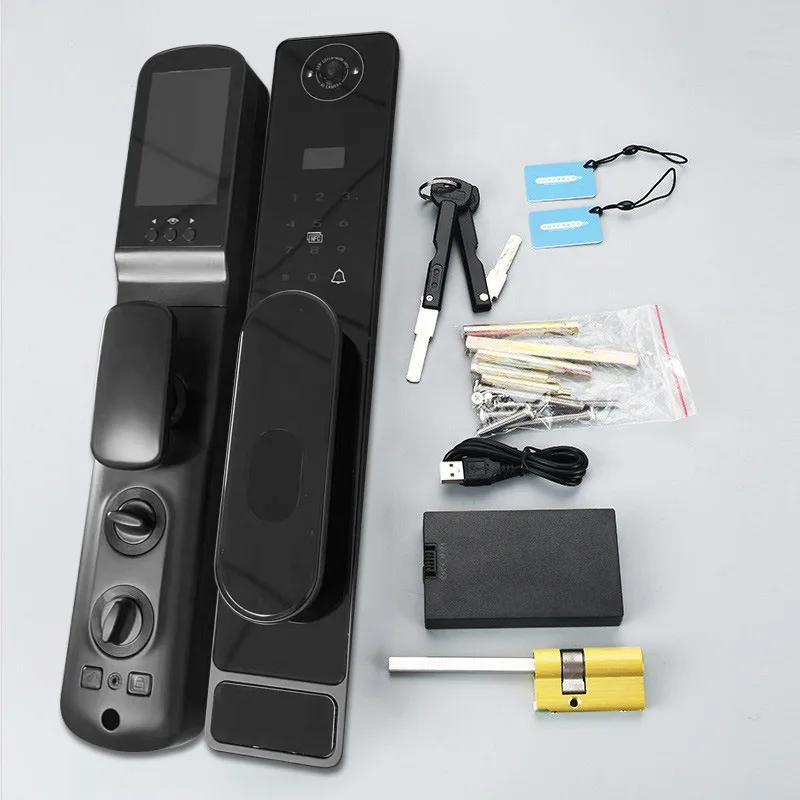 Automático tuya wifi gato olho captura bloqueio de impressão digital imprensa campainha visual intercom bloqueio inteligente anti-roubo fechadura da porta
