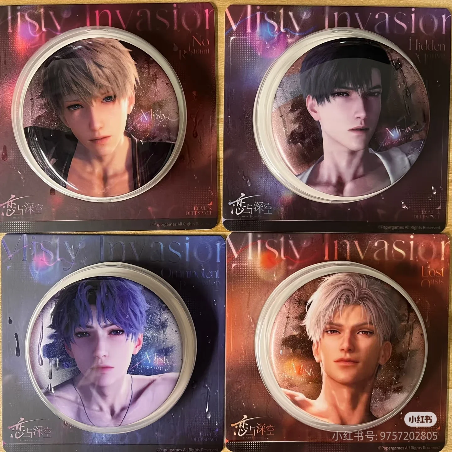 Liefde en Deepspace Misty Invasion Officieel Op Voorraad Zayne Sylus Rafayel Deken Waterrimpel Ornamenten Badge Kaarten Anime Cosplay