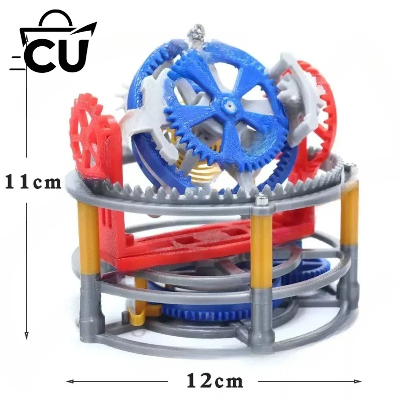 3D Printed Model Tourbillon Model Mechanical Pendulum Clock Internal Structure Principle DIY Production Clockwork Power 1
