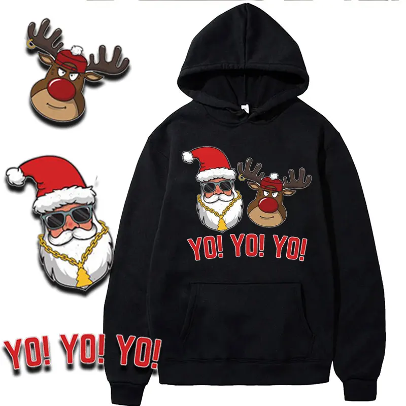 Hip-hop Elk Santa Claus Graphic Hoodies Christmas Streetwear Hoodie Unisex Clothing Festivals Party Holiday Fashion Pullover