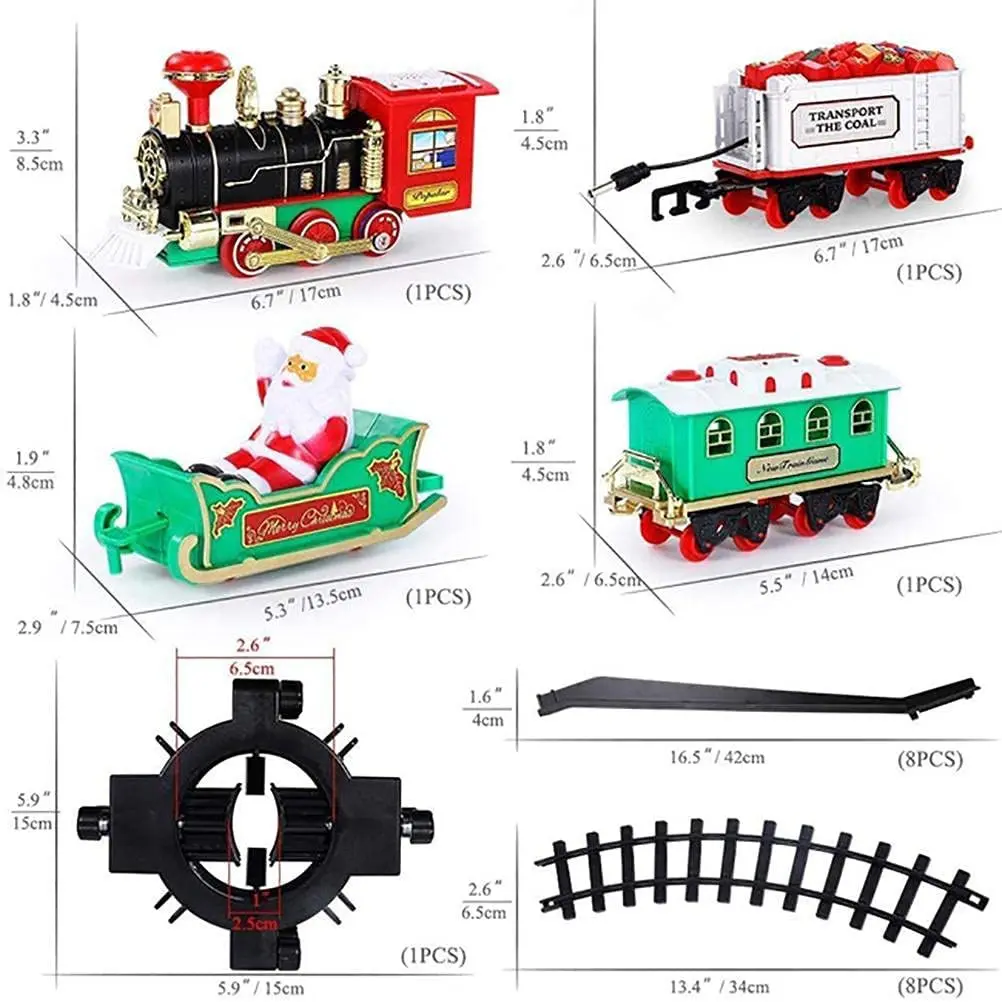 Electric Train Set Toy Car for Christmas Tree Railway Model Transport Train With Music Santa Claus Train Xmas Gifts