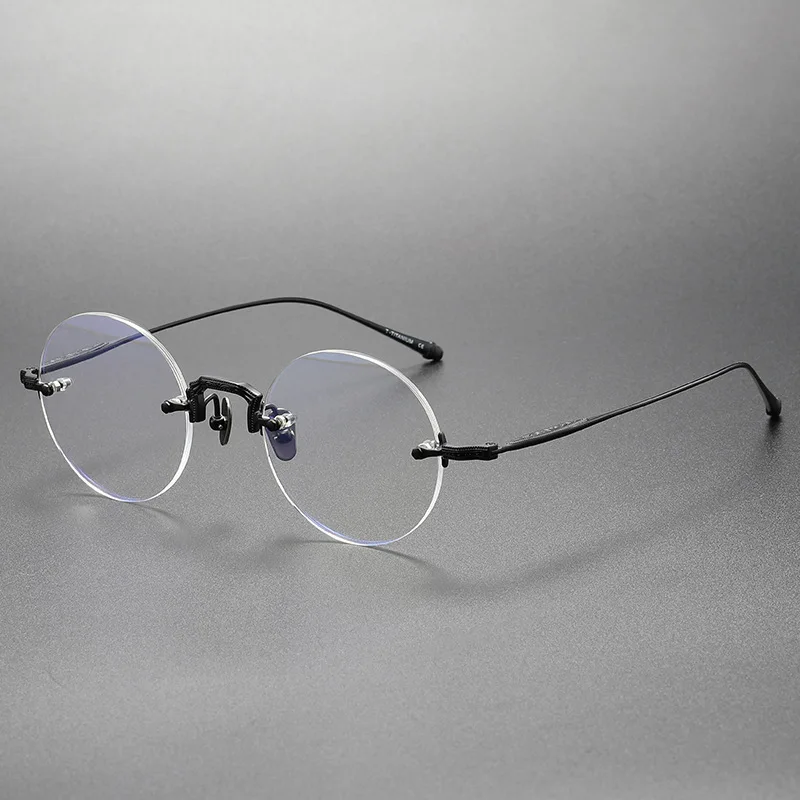 2025 Luxury Brand Designer Men's Round Rimless Titanium Glasses Women Frameless Ultralight Optical Prescription Lens Eyeglasses