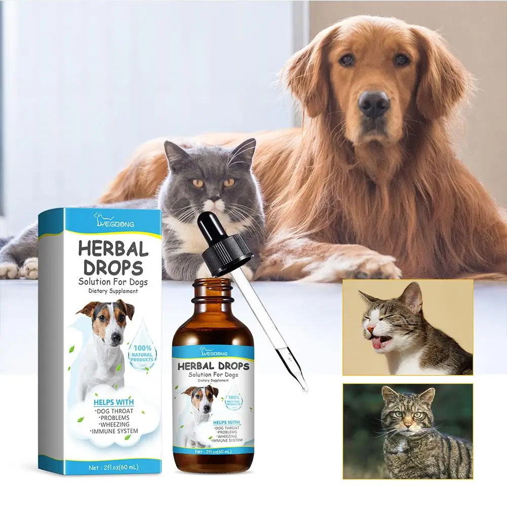 Pet Cough Herbal Drops Cough Soothing Relief Reduce Dog Discomfort Treatment Throat Sneezing Strengthen Immunity Medicin Ca G0H3