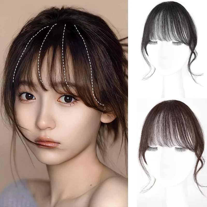 Synthetic Hair Clip In Sideburns Hair Bangs Invisible Front Fringes Clip in Hair Extensions Air Hair Bangs For Girl