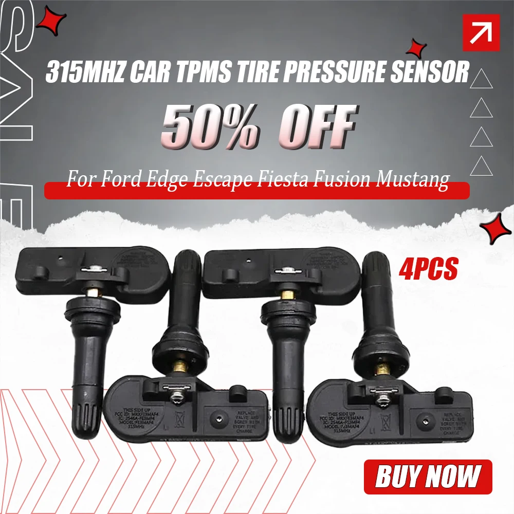 

4Pcs 9L3Z-1A189-A 315MHZ Car TPMS Tire Pressure Sensor for Ford Edge Escape Fiesta Fusion Mustang DE8T-1A180-AA 9L3T-1A180-AF