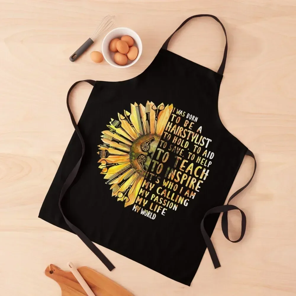 

Born To Be A Hairstylist Teach Inspire Flower Gift Apron Women's Dresses Household Items Useful esthetician Customizable Apron