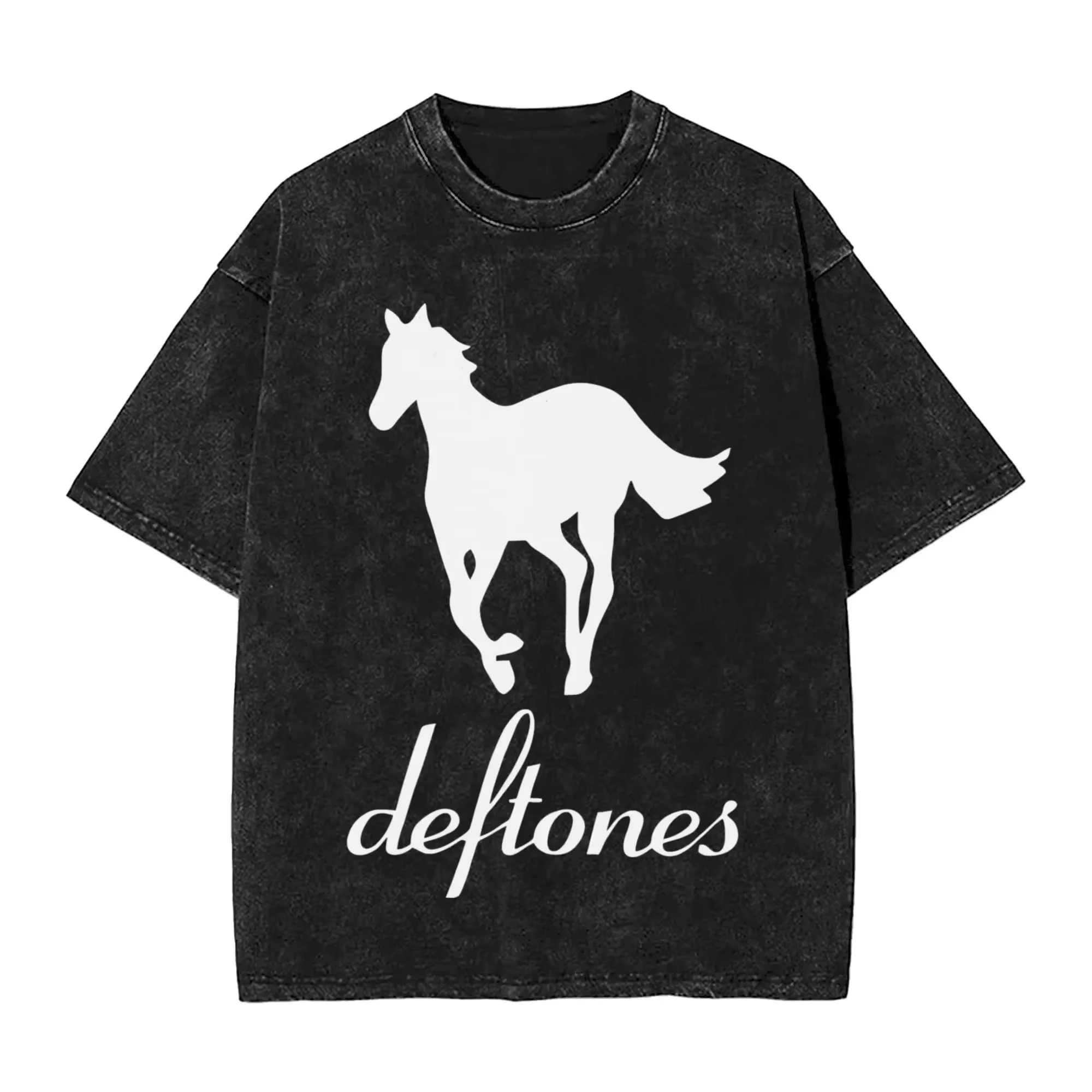 

Новинка: Мужская футболка Y2K с коротким рукавом и круглым вырезом, с принтом Ohms White Pony Deftones Rock Band, эффект потертости, мужская одежда, Camisetas