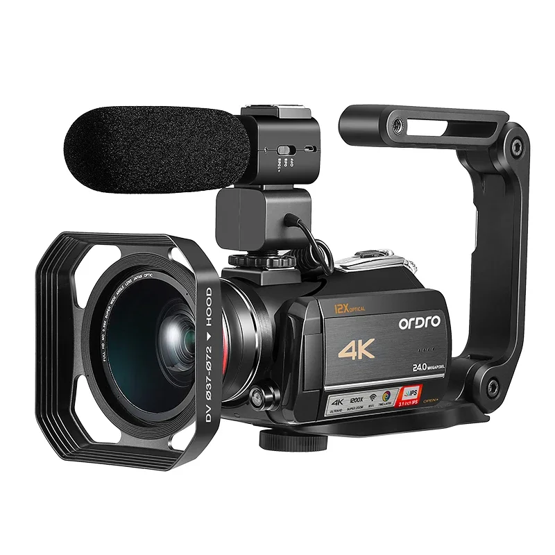 Live Streaming Camera 4K Camcorder Professional, Ordro AC5 12X Optical Zoom YouTube Videos Vlog Cameras for Blogger