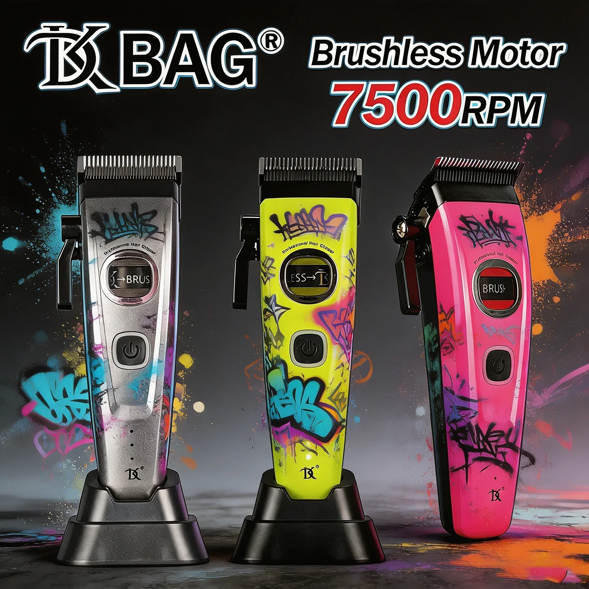 Professional Hair Clipper DKBAG 7500RPM External Rotor Brushless Motor Barber DLC Echo Blade Base Charger Hair Trimmer for Man