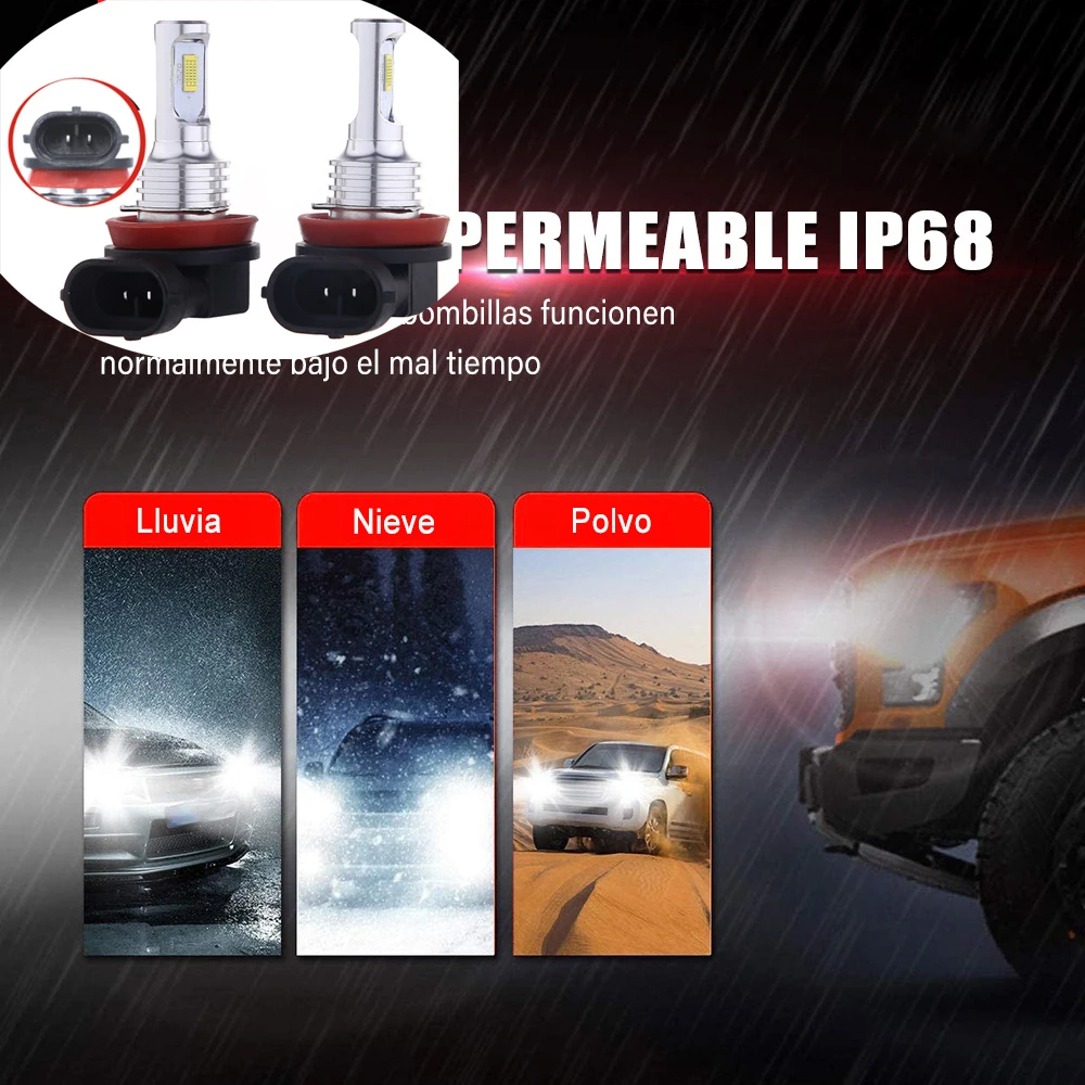 2Pcs New H8 H11 LED Car Headlight Kit H16JP 9005 HB3 9006 HB4 LED Bulb Car Headlamp Fog Light Turbo Lamp 12V 6500K Automobiles
