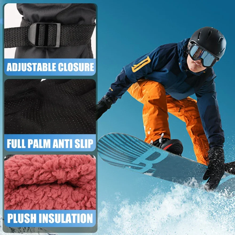 Winter Super Dikke Ski Handschoenen Mannen Outdoor Waterdicht Rijden Motorhandschoenen Warm Want Antislip Handschoenen Thermische Sport Handschoen