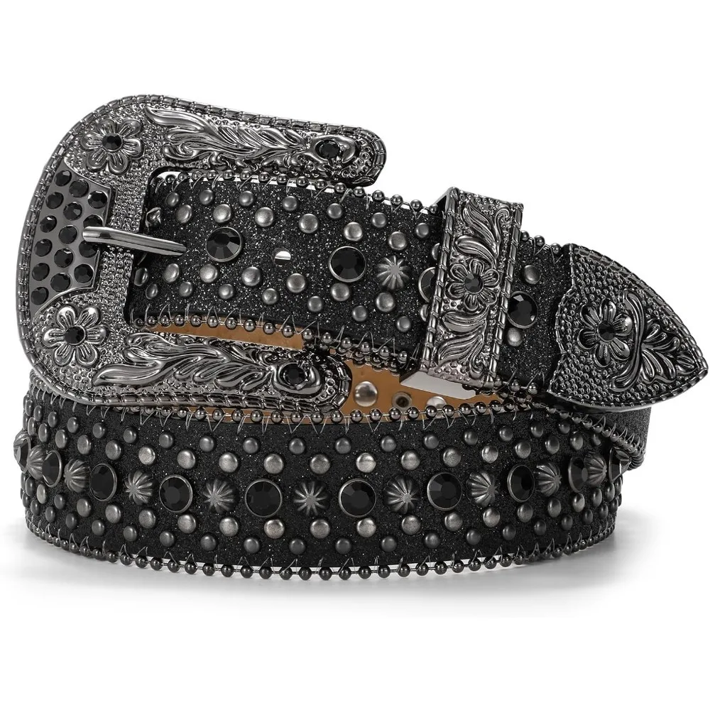

Ремень со стразами в готическом стиле, блестящие ремни для женщин и мужчин, ковбойские ремни в западном стиле для джинсов, ремень для Хэллоуина