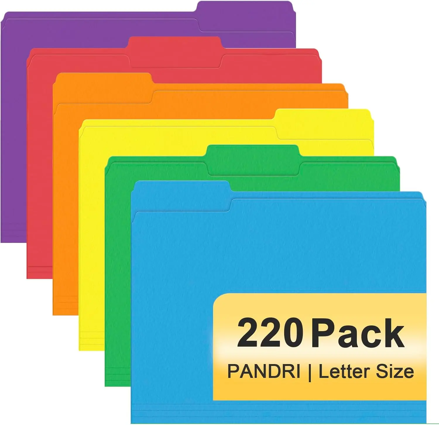 

220 Pack Colored File Folders, 1/3 Cut Tabs, Letter Size, Assorted 6 Colors for Office School Business