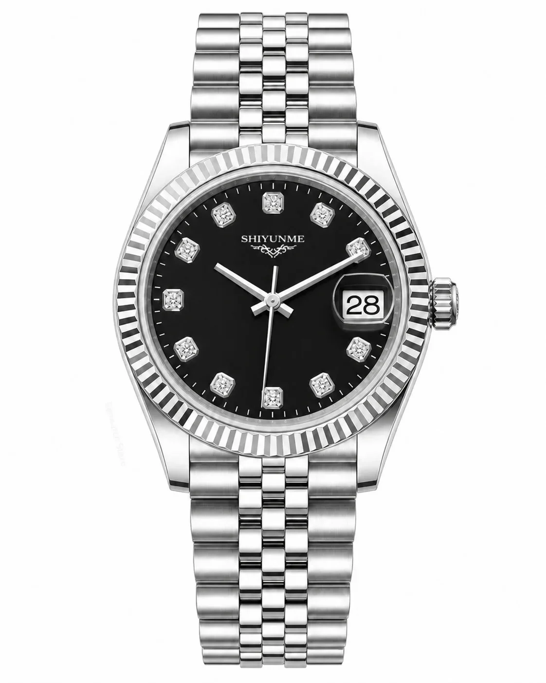 31 mm 904L Stainless Steel Sports Diamond Automatic Mechanical Women's Watch with Full Functions and World Time