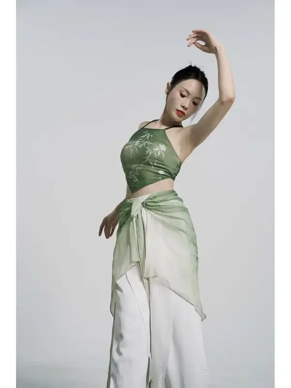 Stile corto, nuova bretella in stile cinese, danza classica, stile cinese, rete ad alta elasticità, elegante