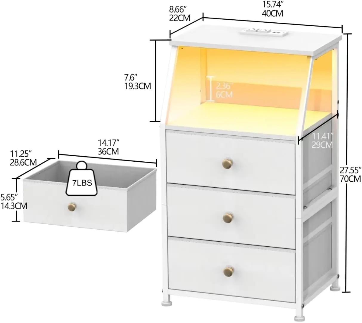 

Tohomeor Dresser With Fabric Drawers Nightstand With 2 Tier Shelf Storage Tower For Bedroom Hallway Entryway Closet Organizer