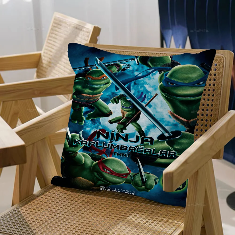 N-Ninja Cartoon T-turtle Decorative Room Aesthetics Pillow Case Home Decor Bedroom Sofa Bed Couch Pillow Cover 45x45