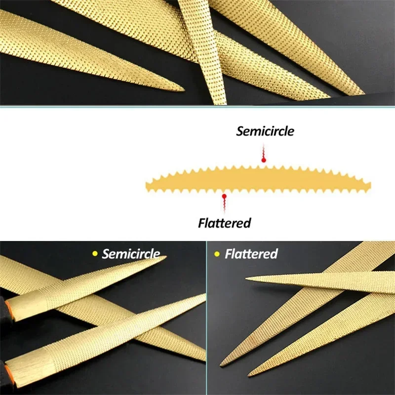 1 قطعة ملف الخشب النجارة الذهبي مدبب عرموش باستارد للخشب والجلود البلاستيك أدوات يدوية مقبض مطاطي مع غطاء قماش مجاني #5