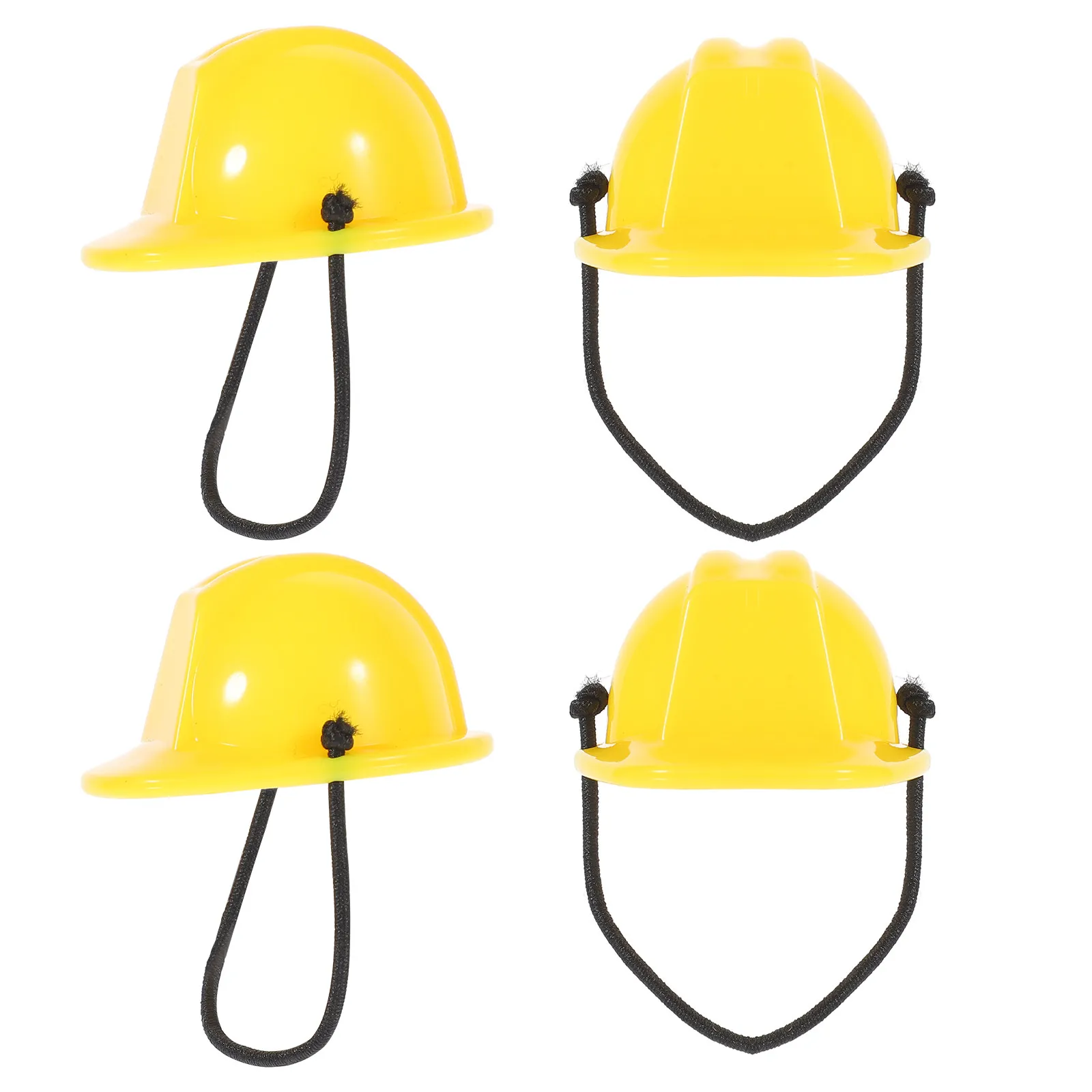 

4Pcs Mini Construction Plastic Mini Safety Hat for Dress Up Miniature Decor Creative Party Favor Cake Topper