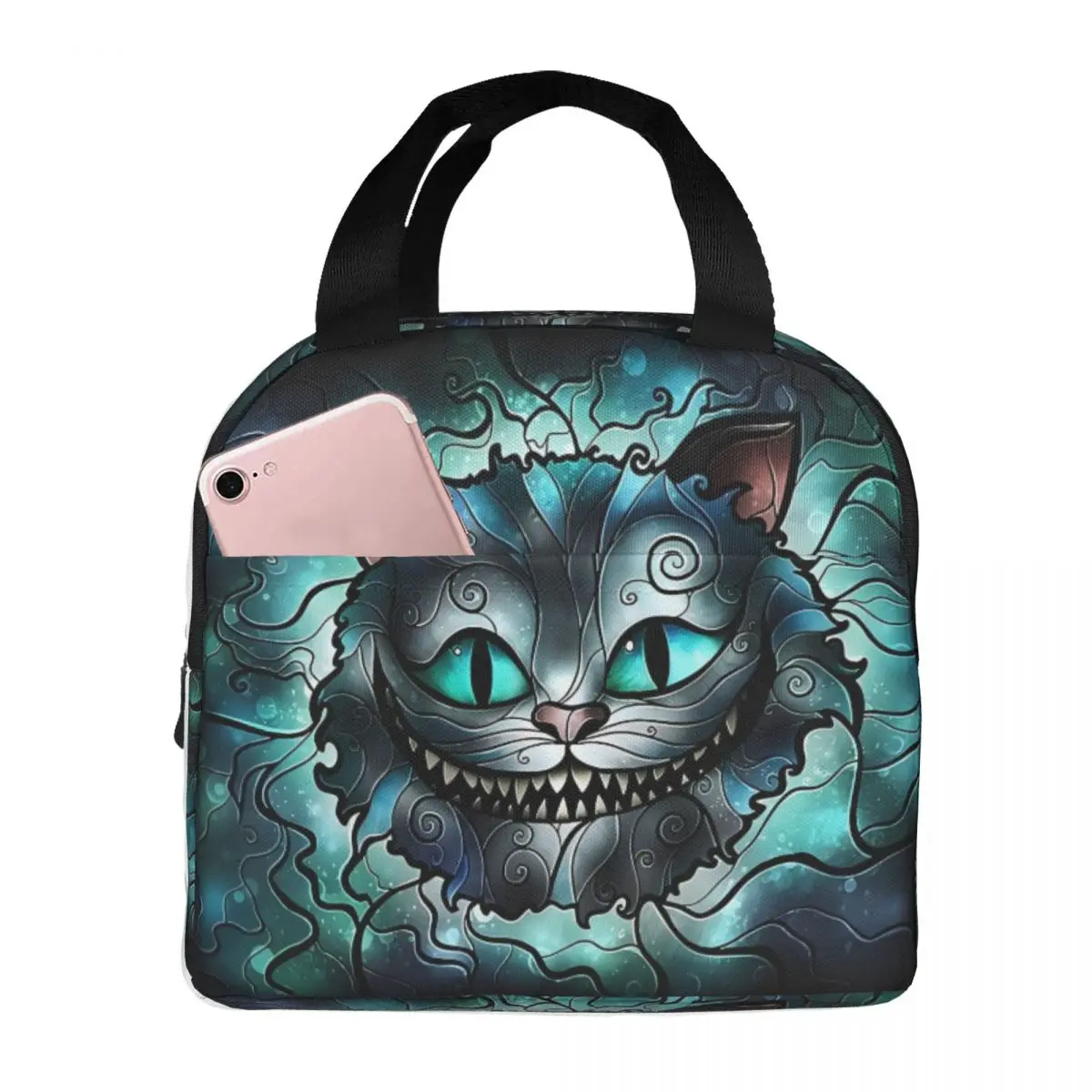 

Custom Cheshires Manga Cat Portable Lunch Boxes Women Leakproof Cartoon Cooler Thermal Food Insulated Lunch Bag Office Work