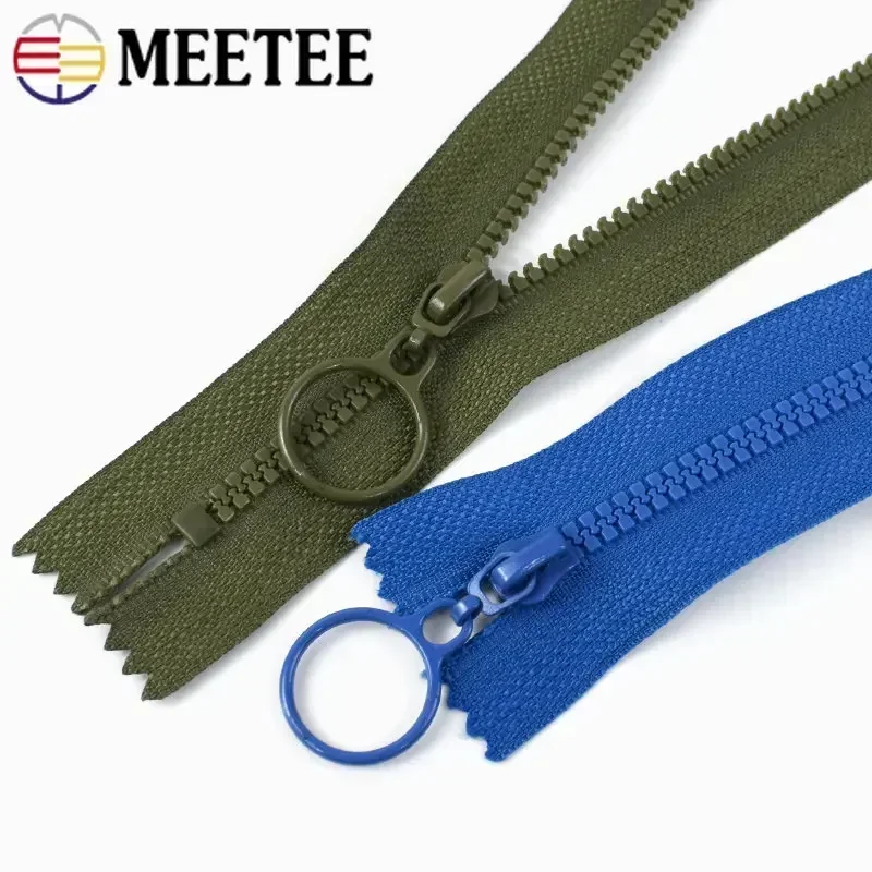 10pcs Meetee 3#  Resin Zippers Closed 25cm Open-end 60cm Ring Puller Zipper for Bags Wallet Purse Garment Sewing Accessories