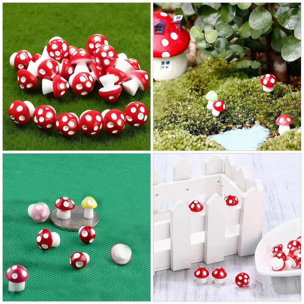 40Pcs Micro Landscape Mushroom Ornaments Resin Miniature Garden Decoration Table Decor DIY Resin Bonsai Accessories