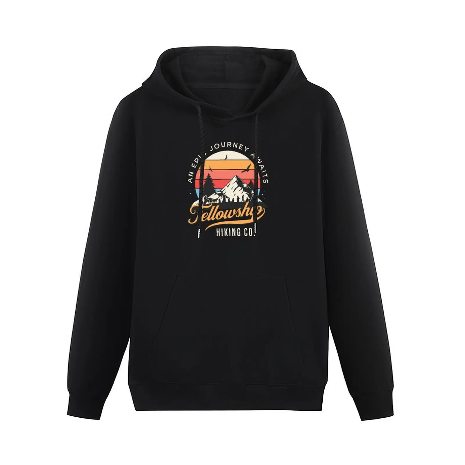 Fellowship Hiking Co - An Epic Journey Awaits - Black - Fantasy Pullover Hoodie men's clothes men wear tracksuit men