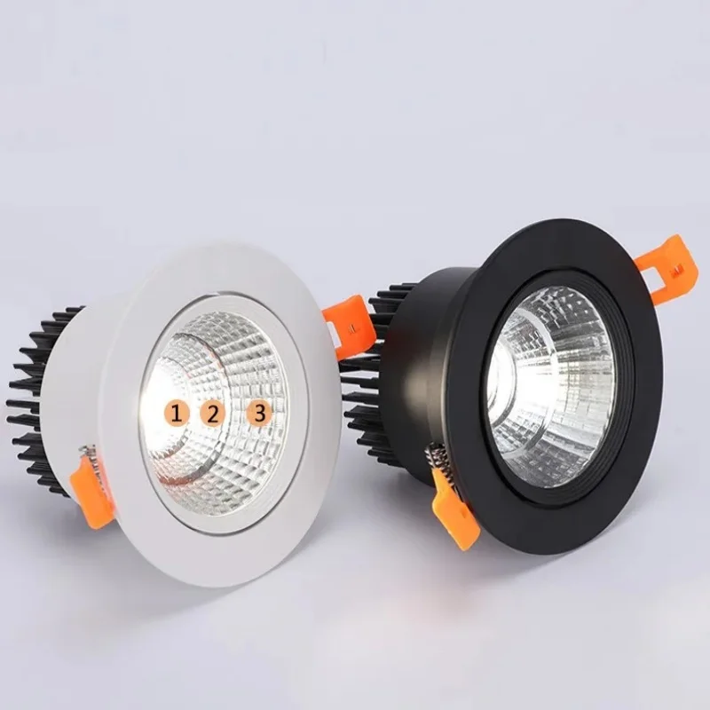 High-performance Embedded LED Downlight Angle Adjustable 5W7W9W12W15W18W COB Anti-Glare Dimmable Ceiling Light Spotlights
