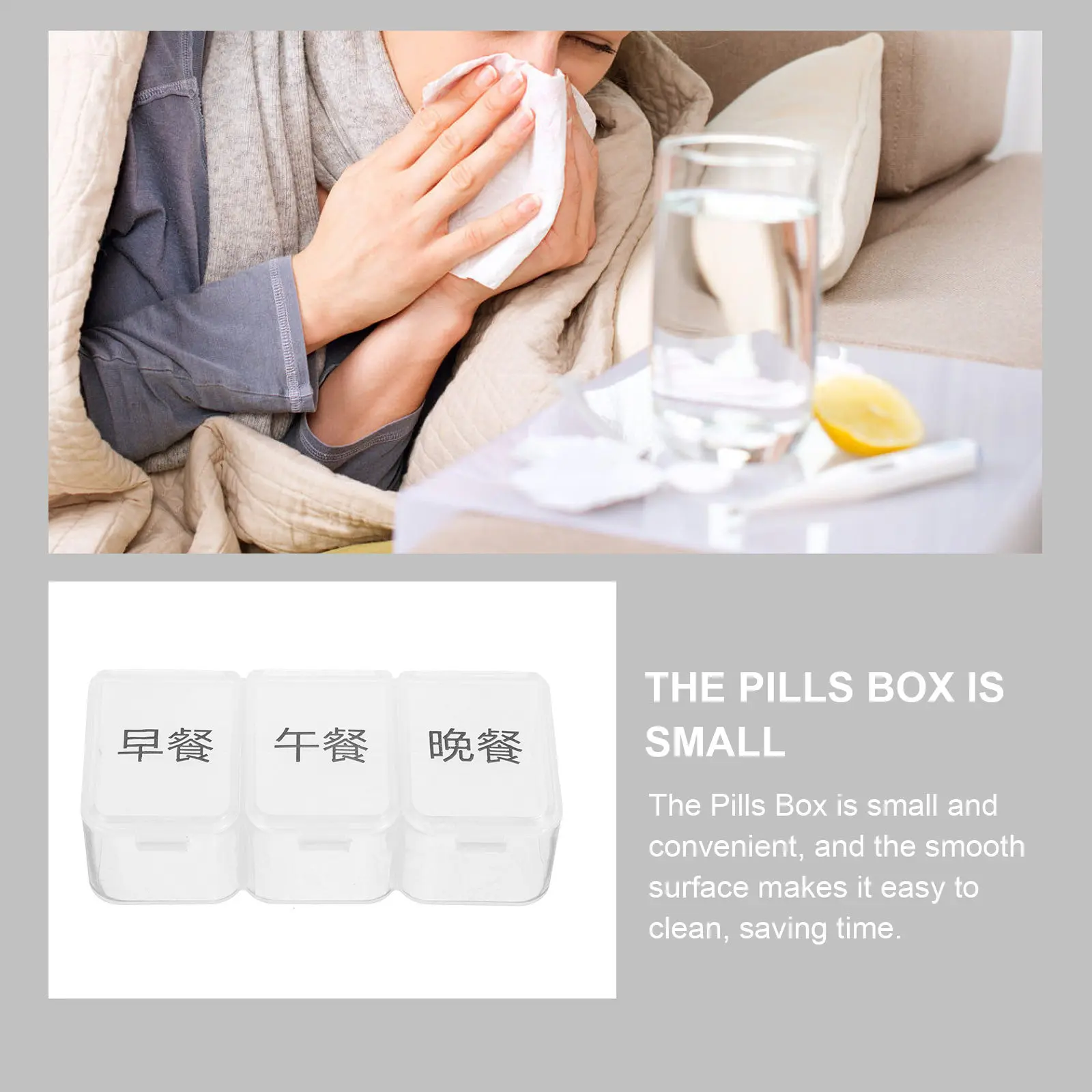 Weekly Pill Organizer Multi-Compartment Portable Medicine Case Wear-Resistant Smooth Surface Easy-Clean Compact Travel Medicine