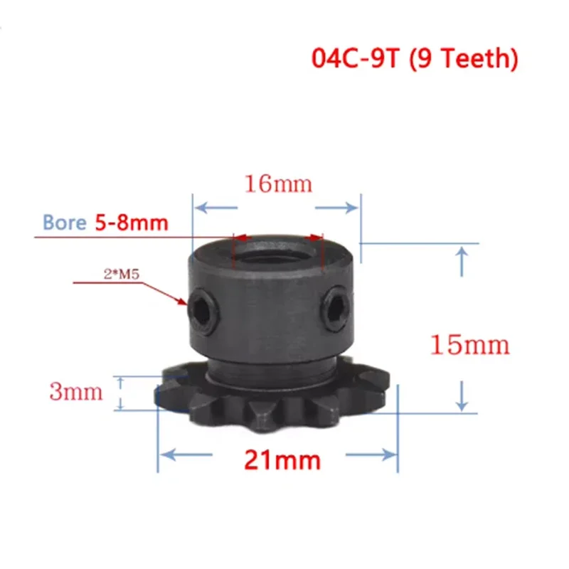 1 pz #25 ruota dentata trasmissione a catena 9 denti 10 denti foro 5/6/8/10mm passo 1/4 \