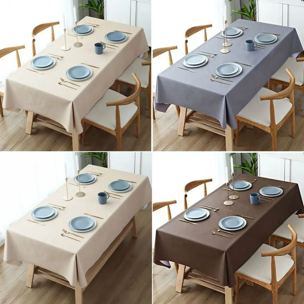 

Solid Color PVC Tablecloth Oil Resistant Simple Waterproof Tablecloth Heat Resistant Decoration Square Table Cover Hotel Use