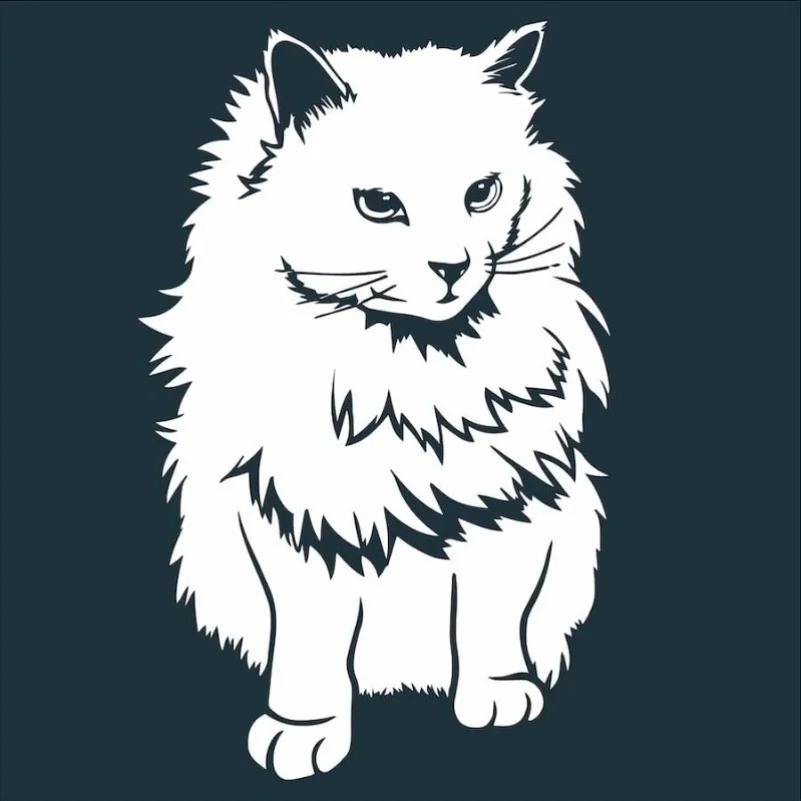 1pc White Die-Cut Cat Vinyl Sticker, Silhouette Cut Decal
