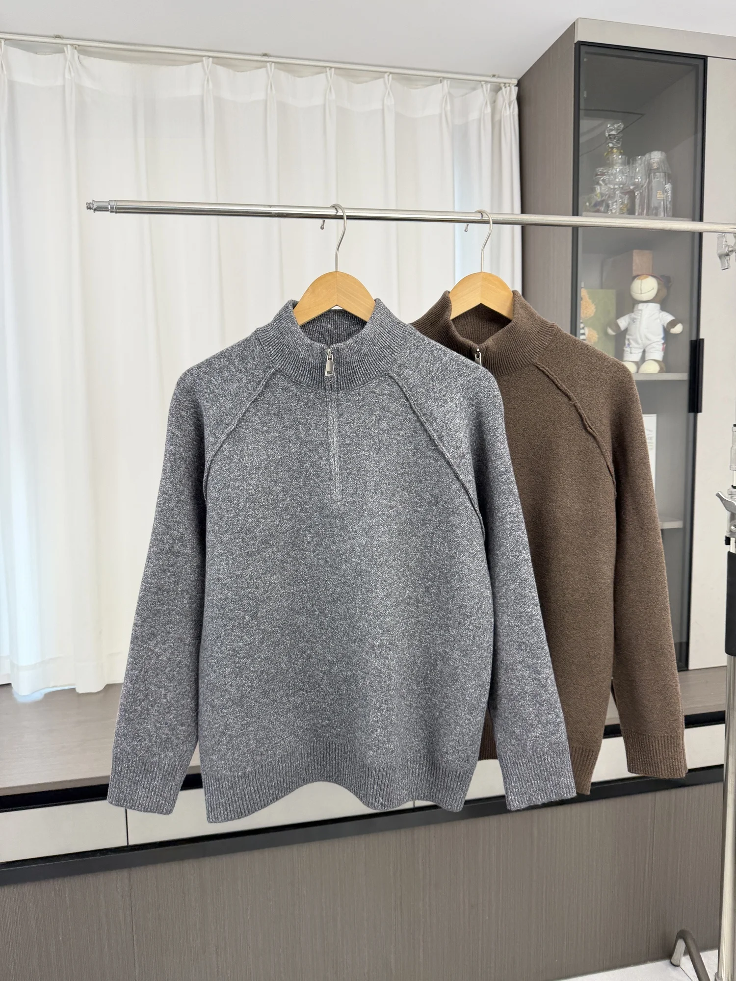 Style Comfortable Loose Knit Sweater Casual Versatile Half Zip Loose Fit Men's Autumn Winter Fashion Urban Long Slee...
