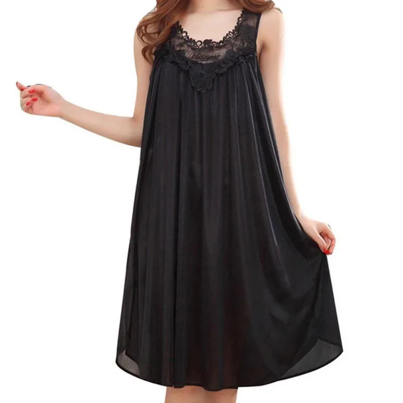Women Nightwear Sexy Sleepwear Sleeping Dress Summer Lace Nightgowns Embroidery Sleeveless Nightdress Home Pijamas