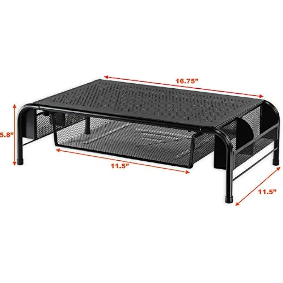 Simple Houseware 2PK Metal Desk Monitor Stand Riser with Organizer Drawer