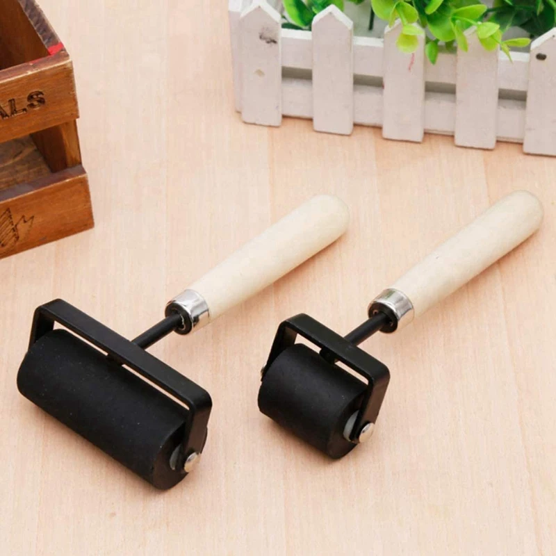 1.5 Inch And 3 Inch Hard Rubber Roller Heavy Steel Frame Craft Tools 2 Pieces