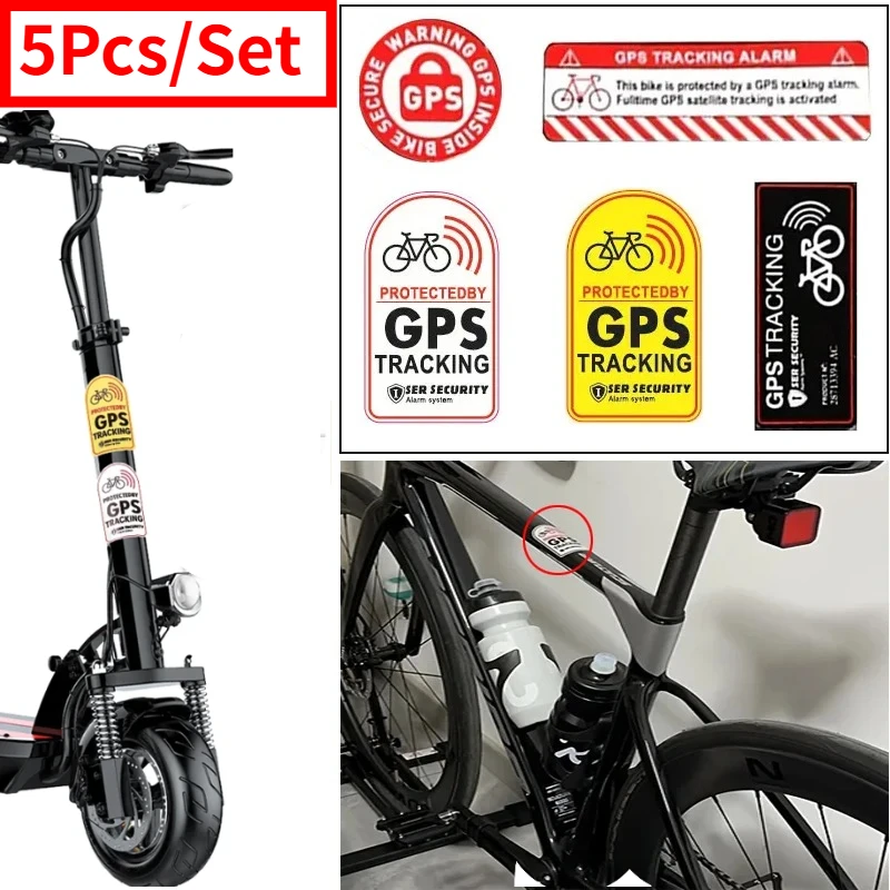 Gps Tracking Alarm Stickers Bicycle Motorcycle Scooter Car Reflective Decoration Sticker Bike Frame Anti-Theft Warning Decal