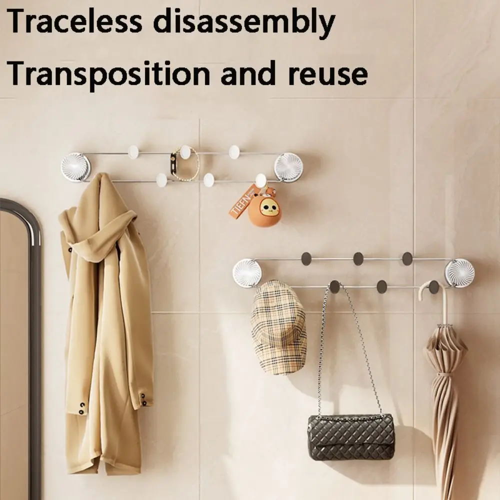 With 7 Hook Suction Cup Row Hook No Punching Strong Bearing Capacity Sundries Storage Hook Non-Marking Waterproof