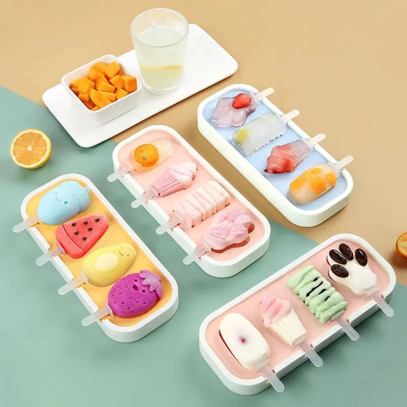 

Ice Cream Mold Grid with Lid Ice Cube Tray Mold Making Popsicle Chocolate Mould Summer DIY Drink Jelly Cool Tea Milk 6 Sticks