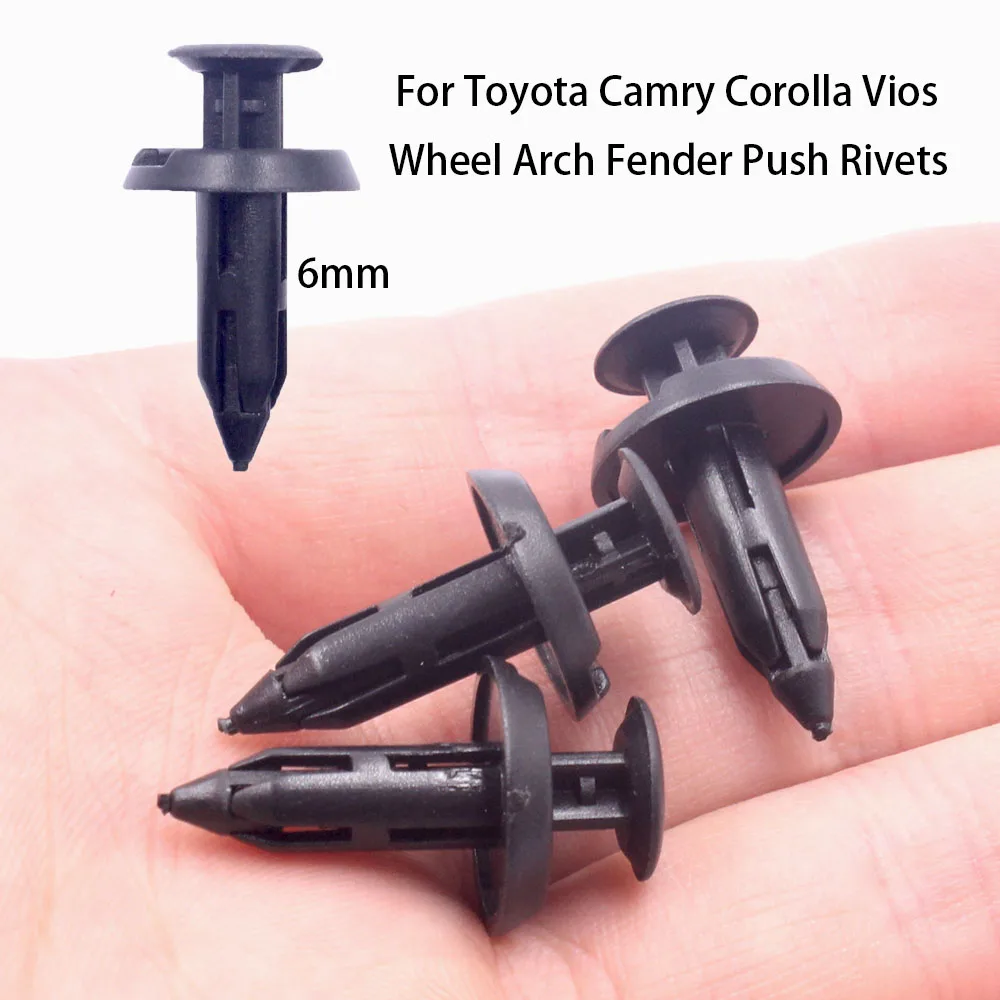 6mm Kunststoff Stoßstange Verschluss Niet Push Expansion Retainer Auto Clips für Toyota Camry Corolla Vios Radlauf Kotflügel Push Pin