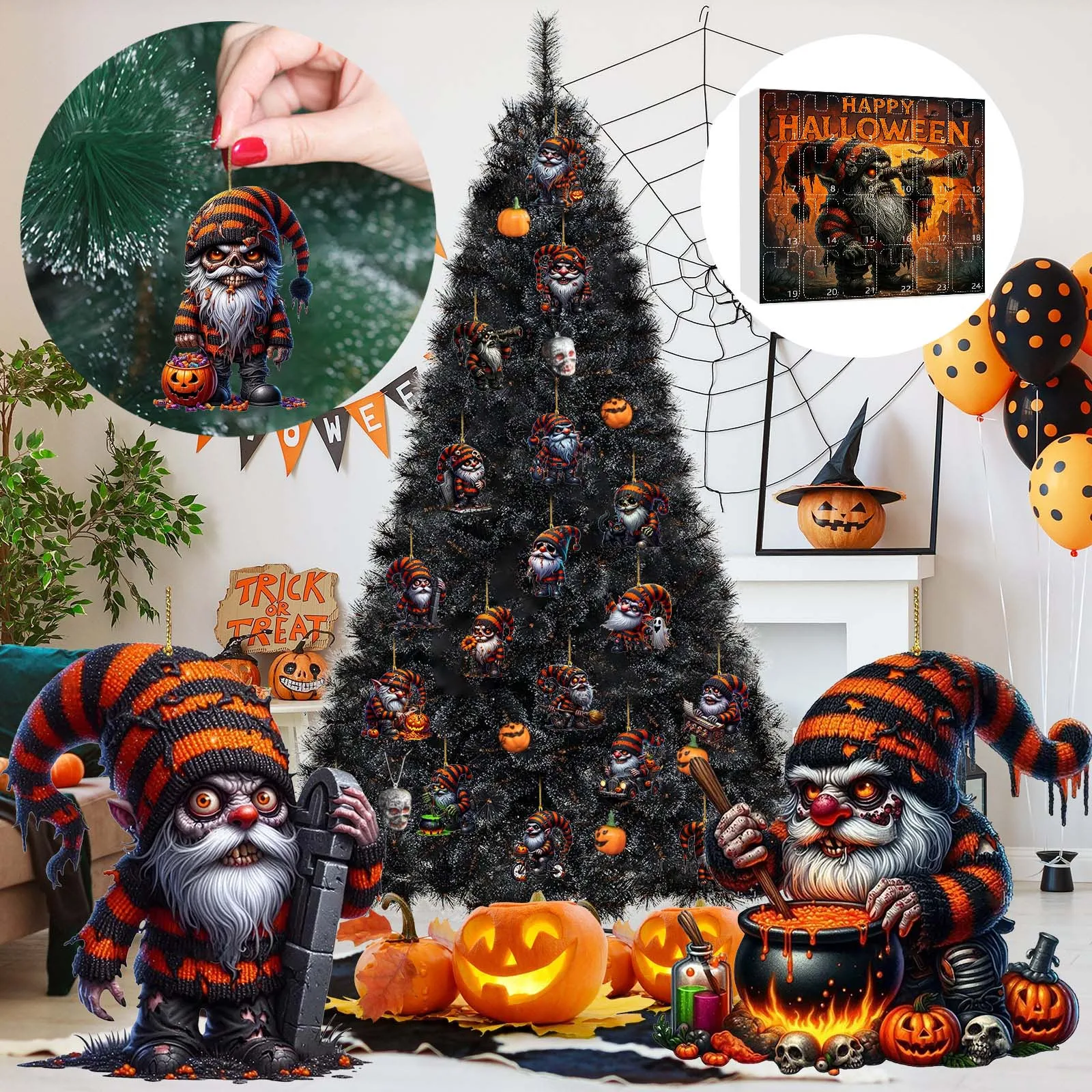 Horloge numérique minuterie enfants Halloween nain arrivée calendrier 24 jours Halloween compte à rebours montre terrifiante avec chronomètre et minuterie