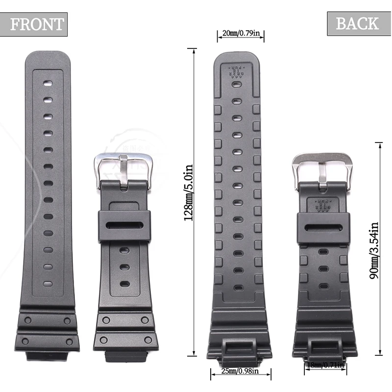 Watch Accessories For DW-5600 G5600 GW-M5610 B5600 Men Sport Waterproof Rubber Band Replacement Strap 16mm Bracelet