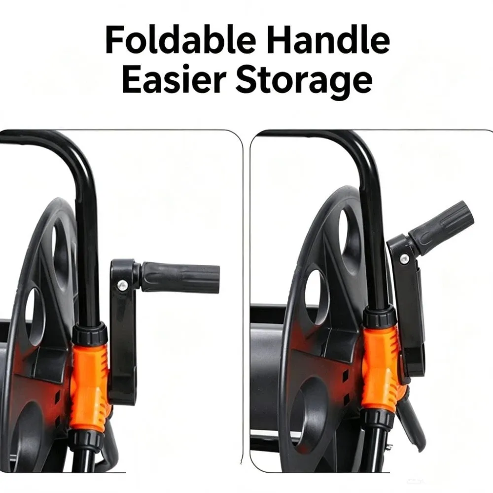 Heavy Duty Hose Storage Reel Multi-Purpose Space Saving Single Arm Pipe Coiler durable Collapsible Handle
