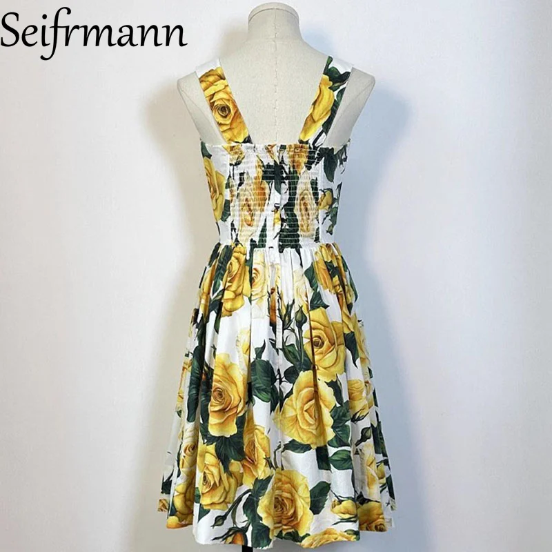 Seifrmann – robe d'été élégante pour femmes, Style vacances, bretelles Spaghetti, dos nu, mode imprimée, robes courtes en coton