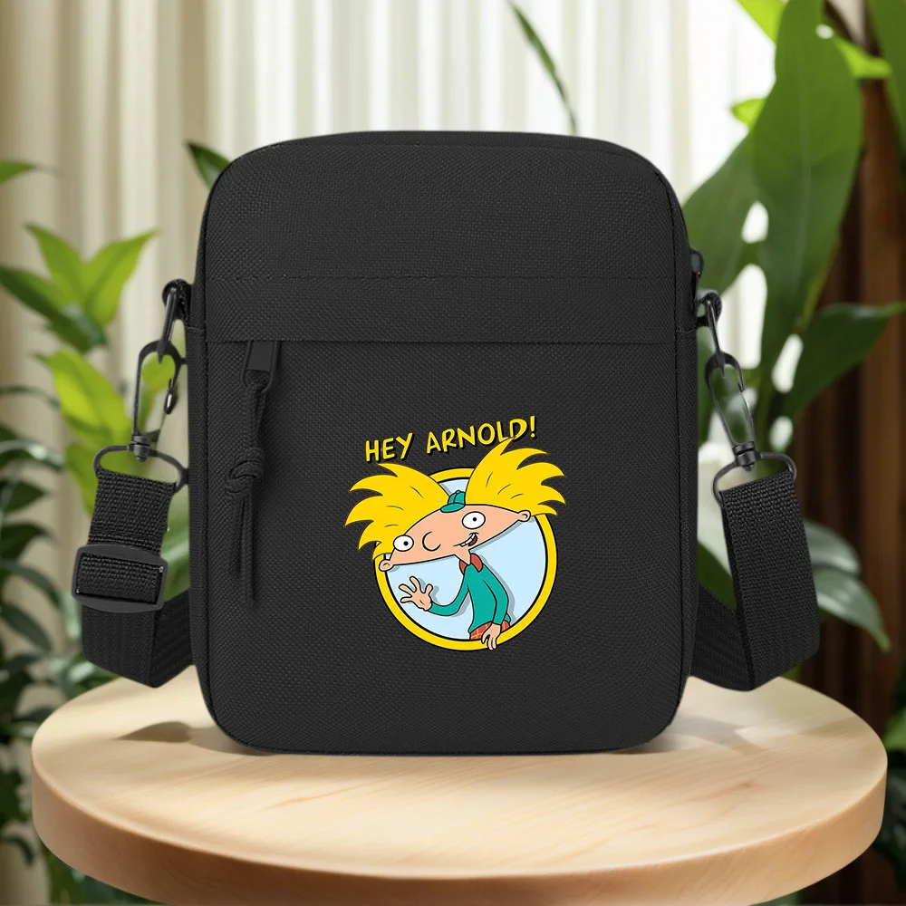 Character Arnold cartoon yellow hair saying hello Men Crossbody Bag Single Shoulder Women Cartoon Anime Film Printing Design Uni