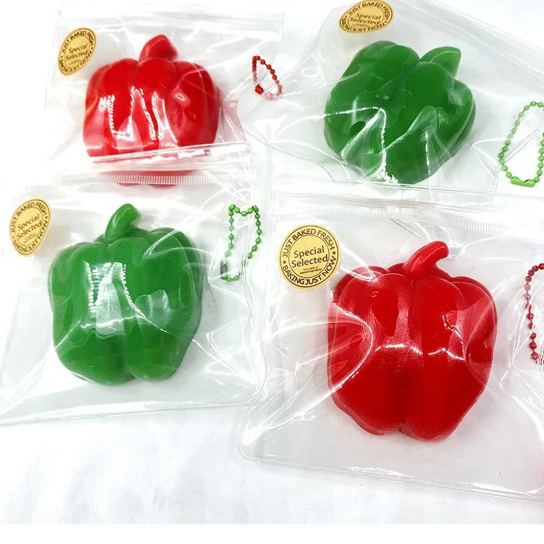 New Simulation Vegetable Green Pepper Squeeze Decompression Toys Cute Pepper Vent Sensory Toys Pinch Squeeze Slow Rebound Toys