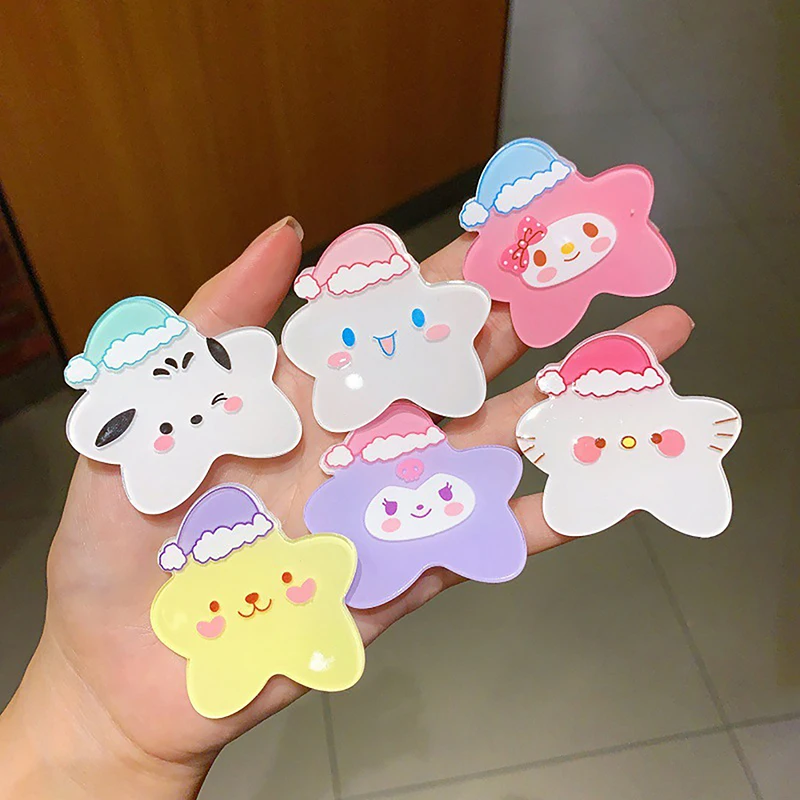 Sanrio Kawaii Anime Hairpins Sweet Hair Clip Pochacco Cinnamoroll Kuromi Hello Kitty Star Bangs Clip Cartoon Hair Accessories